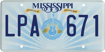 MS license plate LPA671
