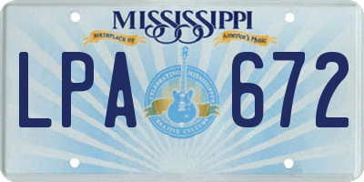 MS license plate LPA672
