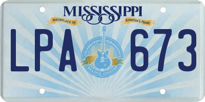 MS license plate LPA673