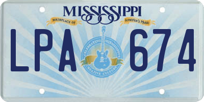 MS license plate LPA674