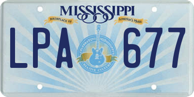 MS license plate LPA677