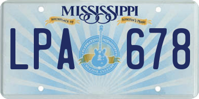 MS license plate LPA678