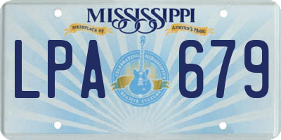 MS license plate LPA679