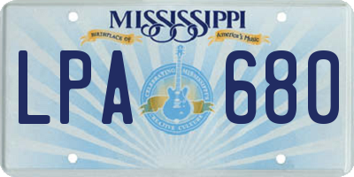 MS license plate LPA680