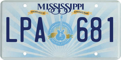 MS license plate LPA681