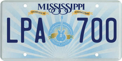 MS license plate LPA700