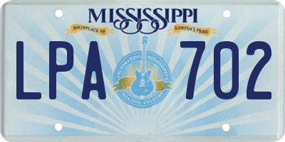 MS license plate LPA702