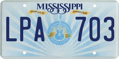 MS license plate LPA703