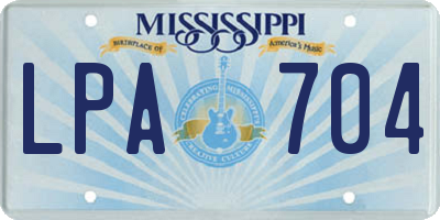 MS license plate LPA704