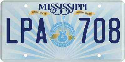 MS license plate LPA708