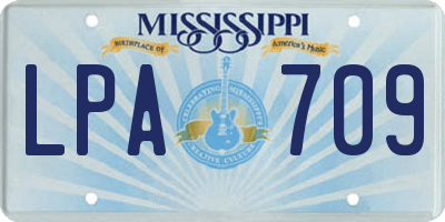 MS license plate LPA709