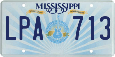 MS license plate LPA713