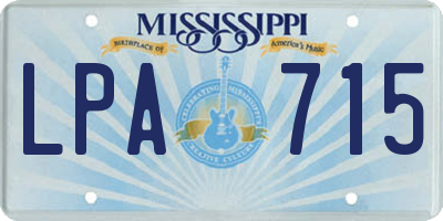MS license plate LPA715