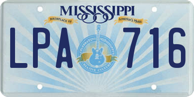MS license plate LPA716