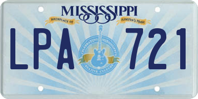 MS license plate LPA721