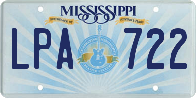 MS license plate LPA722