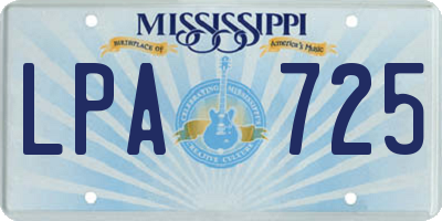 MS license plate LPA725