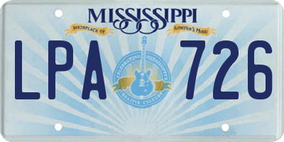 MS license plate LPA726