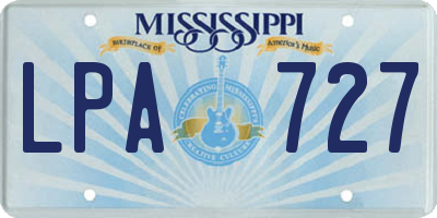 MS license plate LPA727