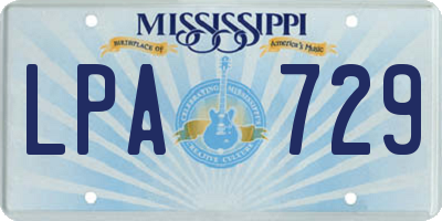 MS license plate LPA729