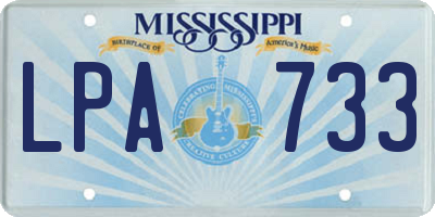 MS license plate LPA733