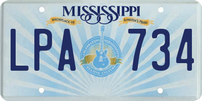 MS license plate LPA734