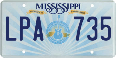 MS license plate LPA735