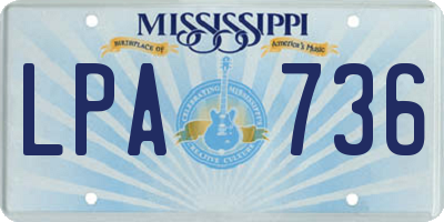 MS license plate LPA736