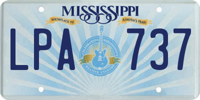 MS license plate LPA737