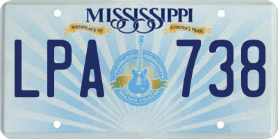 MS license plate LPA738
