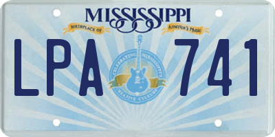 MS license plate LPA741