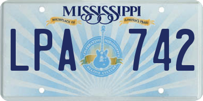 MS license plate LPA742