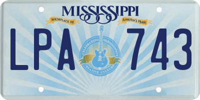 MS license plate LPA743