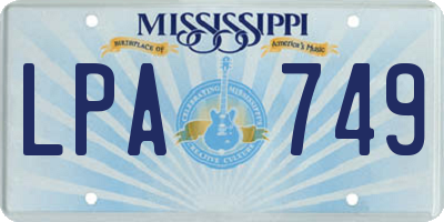 MS license plate LPA749