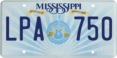 MS license plate LPA750