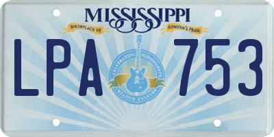 MS license plate LPA753