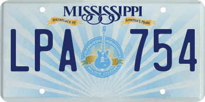 MS license plate LPA754