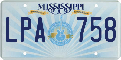 MS license plate LPA758