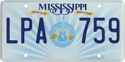 MS license plate LPA759
