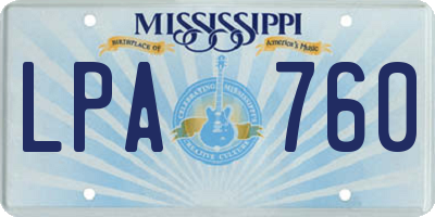 MS license plate LPA760