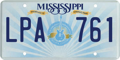 MS license plate LPA761