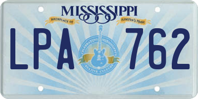 MS license plate LPA762