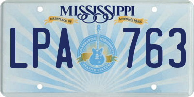 MS license plate LPA763