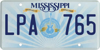 MS license plate LPA765