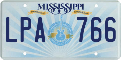MS license plate LPA766