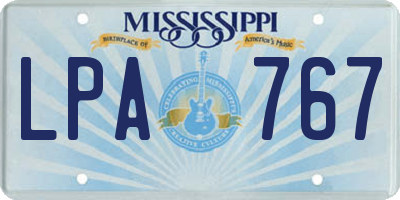 MS license plate LPA767