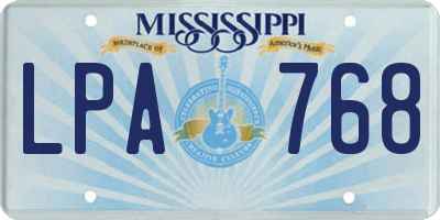 MS license plate LPA768