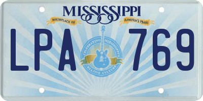 MS license plate LPA769