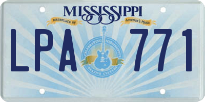 MS license plate LPA771