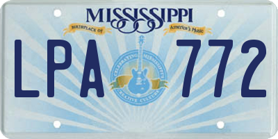 MS license plate LPA772